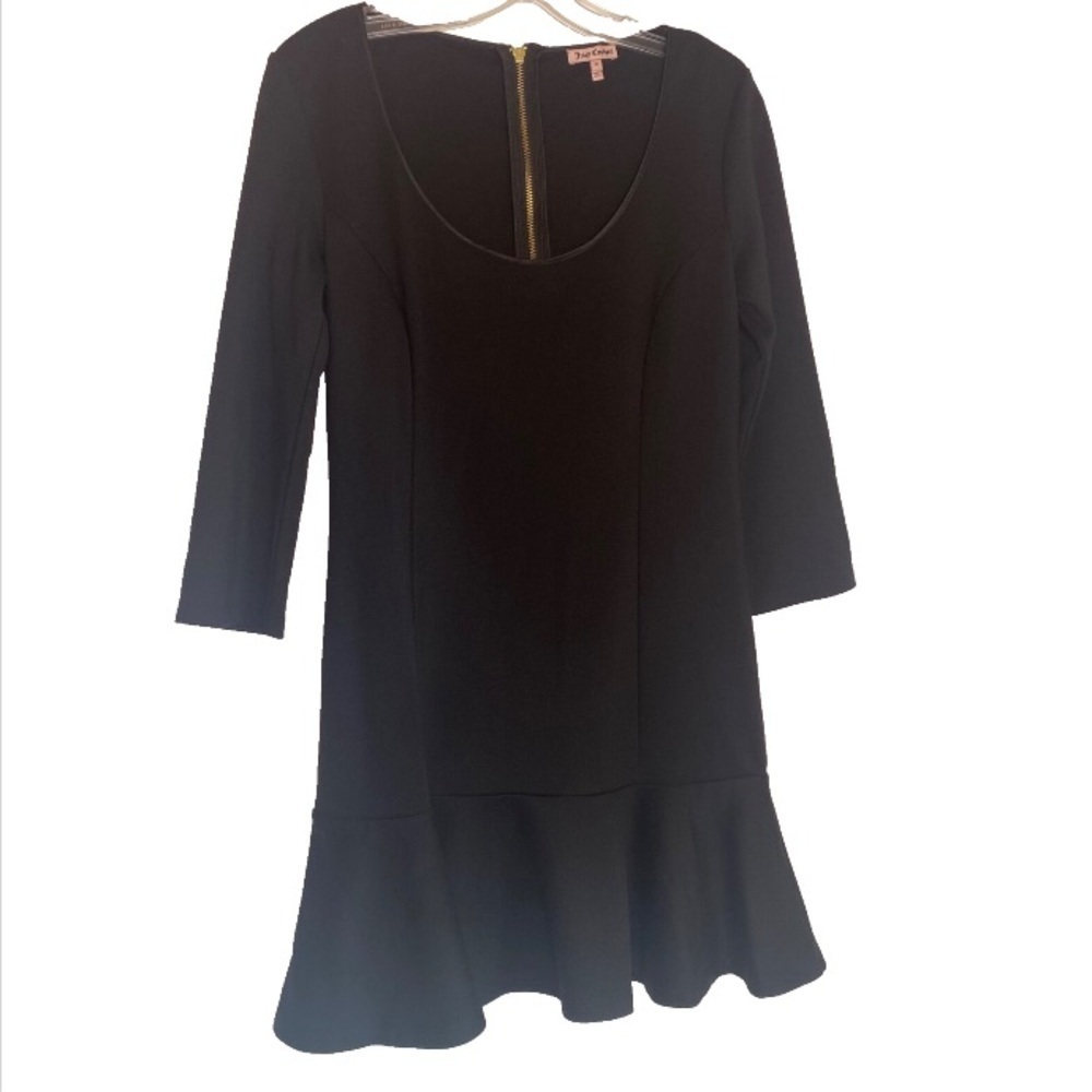Juicy Couture Little Black Dress ruffle flounce hem above the knee Sz M Classic